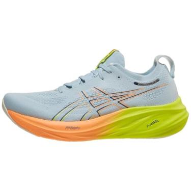 Imagem de ASICS Tênis de corrida masculino Gel-Nimbus 26, Cinza claro/amarelo seguro, 44