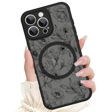 Imagem de SAKUULO Capa floral para iPhone 16 Pro Max de 6,7 polegadas, [compatível com Magsafe] Capa protetora fina e magnética translúcida para mulheres e meninas - Gardênias de tinta