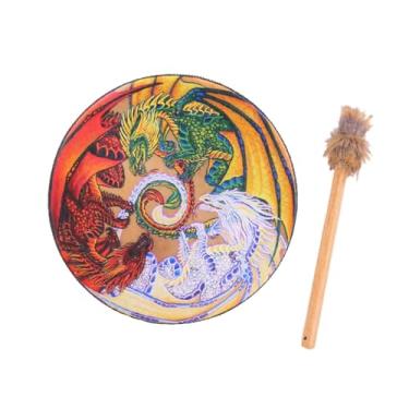 Imagem de KiBcsLic Tambor Xamânico Instrumental, Tambor de Mão Xamânico, Adereço para Amantes da Música, Presente Versátil para Jogos, Adultos, Instrumento Musical, 3 Dragões