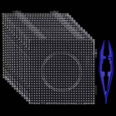 Imagem de 16 Pegboards de contas fusíveis de 5 mm - Placas grandes quadradas transparentes de contas derretidas para projetos maiores de contas de artesanato DIY