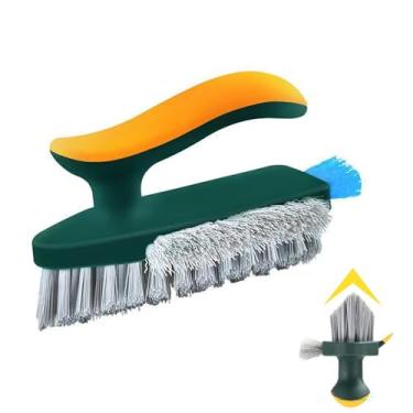 Imagem de Escova de limpeza de argamassa 4 em 1 com arranhões, escova de limpeza de argamassa em forma de V para pisos de azulejo, escova de argamassa com cerdas rígidas para chuveiro, banheiro, canto, rodapé