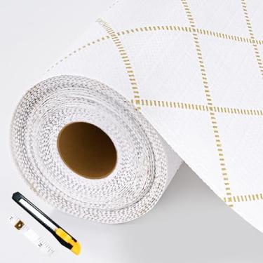 Imagem de Forros de prateleira para armários de cozinha não adesivos, papel de prateleira espesso, antiderrapante, impermeável, lavável para gaveta, cômoda, despensa, prateleira, protetor de banheiro