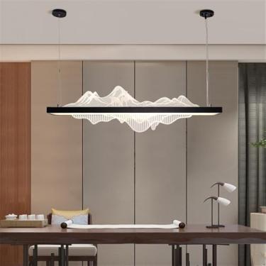 Imagem de Luminária pendente contemporânea de LED para restaurante, estilo chinês retrô, criativa, para balcão de bar, sala de estar, quarto, escritório, hotel ou casa de chá (Estilo 2 L120CM)