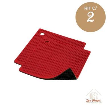 Imagem de Descanso de Panela de Silicone Quadrado Cozinha Antiderrapante Resiste