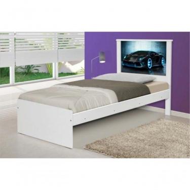 Imagem de Cama Solteiro Carro Sport Raio Azul Com Colchão