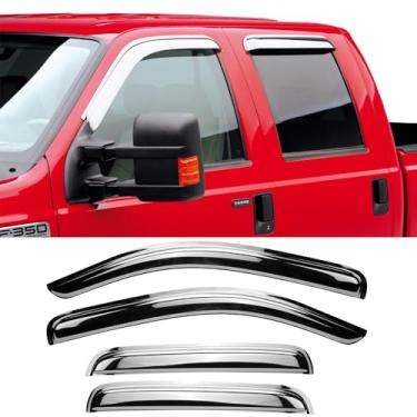 Imagem de STARTSHIP Defletor de ventilação de vento com janela lateral cromada para Dodge Ram 1500 Quad Cabine 2009-2018, Ram 1500 Classic 2019, cabine quádrupla com 2 portas traseiras de meio tamanho, conjunto