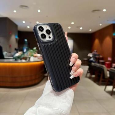 Imagem de Capa de silicone macio à prova de choque para iPhone 16e/preto, capa listrada de corrugado da moda para iPhone 17 Air 16 E 15 14 Plus 13 12 11 Pro Max