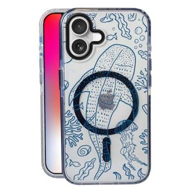 Imagem de Capa Big Whale Shark para iPhone 17, compatível com MagSafe, capa fosca macia e fina à prova de choque, antiimpressões digitais, antiamarelamento, antiarranhões, capa de telefone magnética para Apple
