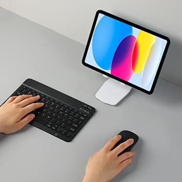 Imagem de Combo de teclado e mouse Bluetooth recarregável para iPad, teclado de mouse portátil ultrafino sem fio para iPad Pro Air Mini, iPhone, Samsung, tablet, celular, Android, iPadOS/iOS 13 e acima (preto)