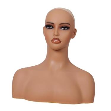 Imagem de Kokiya Cabeça de manequim com ombros, cabeça de pvc, busto realista, modelo superior do corpo para acessórios de beleza, exibição de colares, peça de cabelo