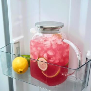 Imagem de Purefold Jarra de água de 1,5 litro/1,417 g com tampa e bico totalmente selados, jarro de vidro de borossilicato, garrafa de porta de geladeira à prova de vazamento para chá gelado, café, suco, bebida