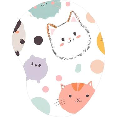 Imagem de Mouse Pad Ergonômico Gota Arte Estampa de Rostos de Gatos e Círculos