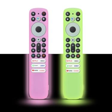 Imagem de [Pacote com 2] Capa protetora para controle remoto de voz TCL RC813 FMB1 / RC902V FMR1 / RC923 2023 capa protetora de silicone compatível com TCL Q6 Q7 QM8 S4 S3 Series Google TV Remote - brilho rosa