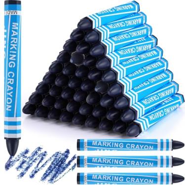 Imagem de MotiMind 60 peças de giz de cera industrial marcador de pneu de cera a granel para artesanato marcação detalhada em madeira serrada caixa de metal cerâmica vidro concreto plástico 11,3 cm x 1,1 cm