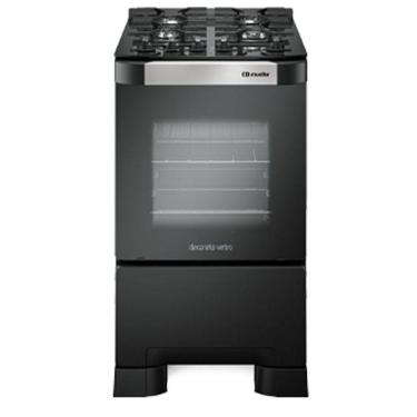 Imagem de Fogão 4 Bocas Decorato Vetro Com Mesa De Vidro Preto Fosco Bivolt