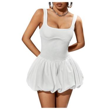 Imagem de Vestido feminino Milumia, decote quadrado, sem mangas, com babados, br