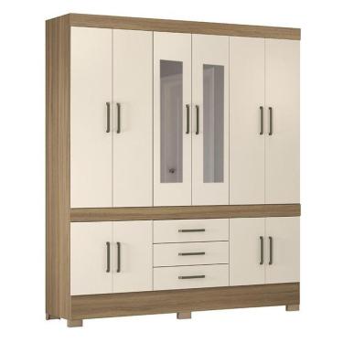 Imagem de Guarda Roupa Casal New Murano 10 Portas E 3 Gavetas Amêndola Off White Com Espelho - Demóbile Amêndola Off White