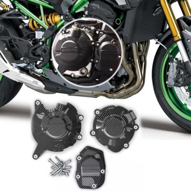 Imagem de Para Z900 Z900SE 2025 2017-2025 Peças modificadas Capa de proteção antiqueda do motor Capa lateral antiqueda Z900 Z900SE (impressão de transferência de água-fibra de carbono)