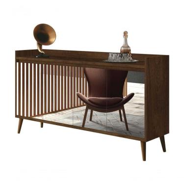 Imagem de Buffet Aparador Retrô Com Espelho Clássico 4 Portas Malbec - Moveisaqui