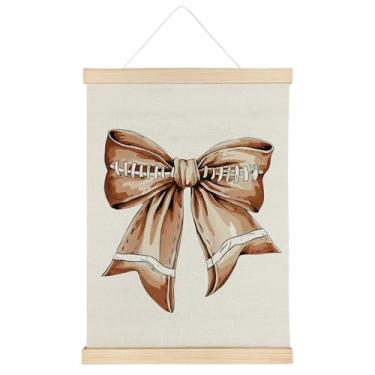 Imagem de ATBWGT Decoração de arte de parede com arco de futebol Coquette, decoração de quarto de coquete, moldura de pôster de futebol feminino retrô para quarto de meninas, dormitório, berçário, apartamento