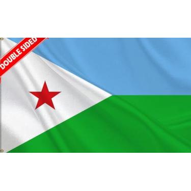 Imagem de HVATLTL Bandeira de barco Djibouti com 3 camadas dupla face, 30 x 45 cm, nylon 220D resistente, cores vivas, bandeiras náuticas do Djibuti com 2 ilhós de latão para barco, quadriciclo, caminhão