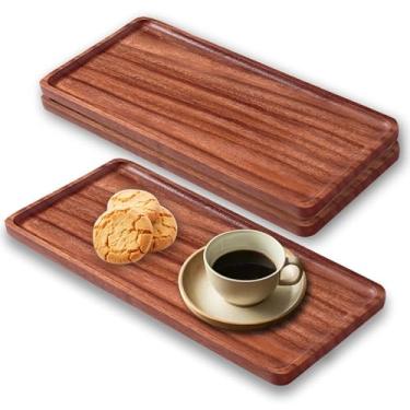 Imagem de Bandejas retangulares de madeira de acácia maciça de 13,8 x 18 cm para decoração de casa, tábua de charcutaria, bandeja de bancada de banheiro, bandeja de tanque de vaso sanitário (3)