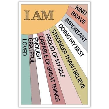 Imagem de Arte de parede em tela vintage corajosa e gentil para sala de aula, escritório, decoração de casa - citações inspiradoras, pôsteres de saúde mental, impressões de mentalidade de crescimento 30 x 40 cm