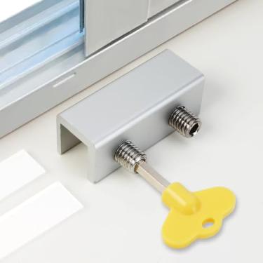 Imagem de Fechaduras de janela para cima e para baixo, barras de segurança para crianças, fechaduras de segurança com chaves, fácil instalação, sem perfuração, para deslizamento vertical e horizontal, prata, 8