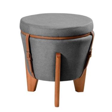 Imagem de Kit 2 Puffs Decorativo Baú Flex Tampo Para Mesa Centro Linho - Panmobi