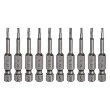 Imagem de HARFINGTON 10 peças de chave de fenda Torx T9, haste sextavada, 50 mm, ponta magnética, sem furo, à prova de adulteração, 6 pontas, estrela de 6 pontas, chaves de fenda industriais de aço S2
