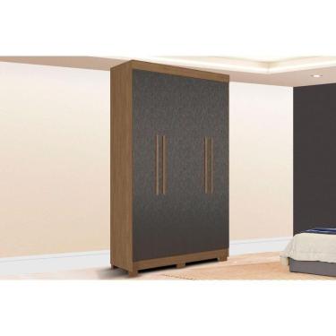 Imagem de Guarda Roupa Solteiro 4 Portas E 2 Gavetas C/ Pés Sarandi Jatobá/grafite - Santos Andirá