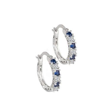 Imagem de Brincos femininos modernos de nicho, brincos de argola com zircônia cúbica azul e transparente, design oco pequeno, presentes requintados para ela
