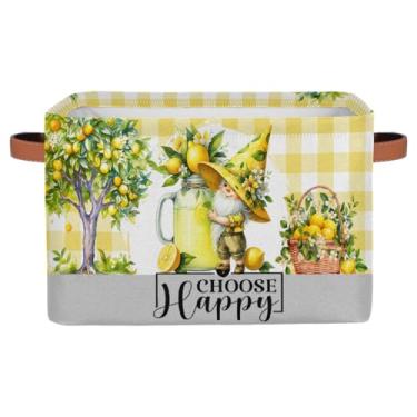 Imagem de hongjinglin Cestas pequenas de armazenamento, anão, fofo, amarelo, com alças, caixas de armazenamento de brinquedos infantis, organizador de cubo de tecido, cesto organizador para berçário, sala de