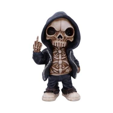 Imagem de Nemesis Now Estatueta de esqueleto virando o pássaro, decoração inspirada em arte urbana ousada de rua, boneco pintado à mão