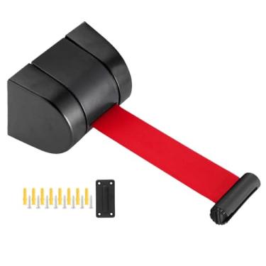 Imagem de HGTRH Barreira retrátil montada na parede, sistema de orientação de pessoas com design de fivela de plástico de engenharia ABS, trama simples para lojas de varejo, aeroportos, bancos B, 4 furos 5M