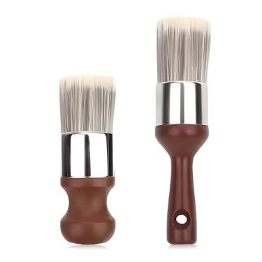 Imagem de 2 peças de escova de pomada de móveis, cerdas macias e cabo ergonômico, escova de limpeza de couro e madeira, ferramenta aplicadora de creme de cera para interiores de carros e manutenção de reparo de