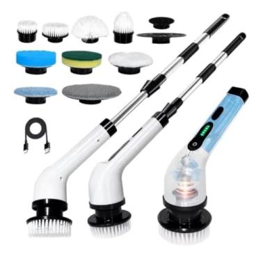 Imagem de Esfregão Elétrico Recarregável 9 em 1 Multiuso Sem Fio Giratório Limpeza Pesadapara Piso, Banheiro, Carro, Sofá e Rejunte