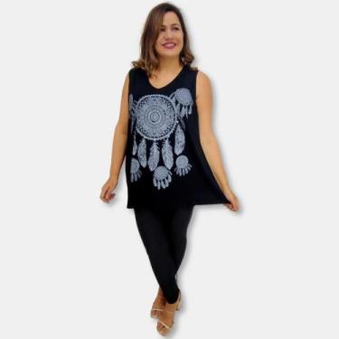 Imagem de Blusa Bata Regata Malha Viscolycra Plus Size Tamanho 52 54 - Sarat Mod