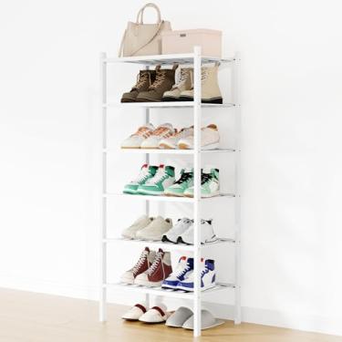 Imagem de Smiry Sapateira, organizador de sapatos de bambu pequeno de 6 camadas, prateleira empilhável de madeira para armário, entrada, entrada da porta da frente, branca