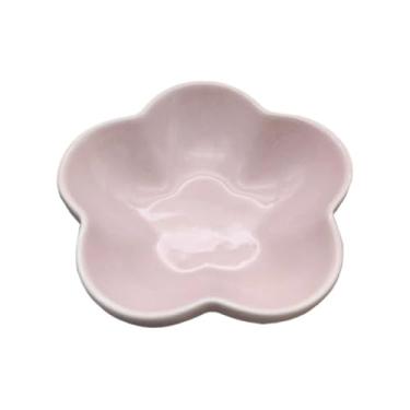 Imagem de prato de lanche Prato fundo de cerâmica cor sólida com 5 polegadas para flores, prato pequeno para mergulhar, utensílios cozinha para casa tigela de sopa(Light Pink)