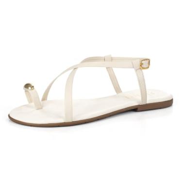 Imagem de Sandalia Feminina Flatform Rasteira Rasteirinha Flat Enfeite Anel Dedo Metal Lesma Brilho Metalizado (Branco, BR, Adulto, Numérico, 35)