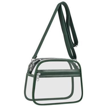 Imagem de USPECLARE Bolsa transparente para eventos em estádios, bolsas transparentes para fãs de esportes, bolsa transversal transparente para shows e festivais, Verde floresta, Small