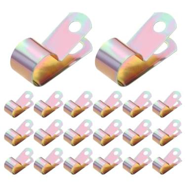 Imagem de HARFINGTON 20 braçadeiras de cabo de aço carbono galvanizado de 16 mm (5/8 pol.) Grampos de cabo de metal para instalação doméstica industrial automotiva fio de tubulação