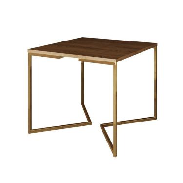 Imagem de Mesa De Jantar Industrial Redonda Amêndoa 110Cm Base V Dourada