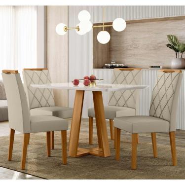 Imagem de Conjunto Sala De Jantar Mesa Lectus 1,20m Com 4 Cadeiras Sarah Ypê/off White/ja01 - New Ceval