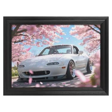 Imagem de HouLaiZhe JDM Tapetes de mesa de carro retrô japonês Mx5 flores de cerejeira tapetes de mouse pads para jogos de carro tapetes de mesa grandes para teclado de mesa tapete de computador 16 x 12