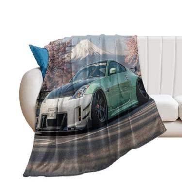 Imagem de HouLaiZhe Cobertor Super Macio Flanela JDM Carro 350z Montagem Fuji Flores de Cerejeira Cobertores de Refrigeração Leve para Sofá-Cama Cadeira Sofá Carro Viagem ao Ar Livre Leve Quente 76 cm x 101 cm