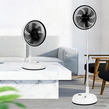 Imagem de Hivento Ventilador de Mesa, Alimentado por Bateria de 5400mAh, Ventilador Oscilante USB de Mesa e de Chão com Controle Remoto, Dobrável, Telescópico e Recarregável, 20CM (Branco)