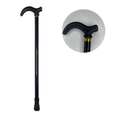 Imagem de Bengala Idoso Alumínio Ortopédica Reforçada Preta 6 Ajustes - Bwx