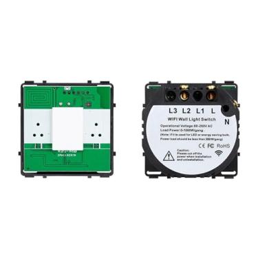 Imagem de Módulos DIY Combinação Livre 2 3 4 5 6 7 8 Interruptor Inteligente Touch On/Off Vidro Preto 157 mm Tomada Painel (1G WiFi Null Fire)